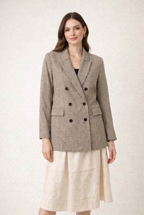 Joie Jackets & Blazers - Joie houndstooth double-breasted Blazer Brown Size Medium